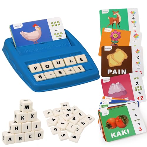 Afufu Französisch 64 Karten Buchstaben Alphabet Lernen&Zahlen Rechen Spiel 3 4 5 6 7 8 Jahre, Montessori Kinder Spielzeug Lernspiele ab 3 Jahre, Activity Spielzeuge Einschulung Geschenk Junge Mädchen von Afufu