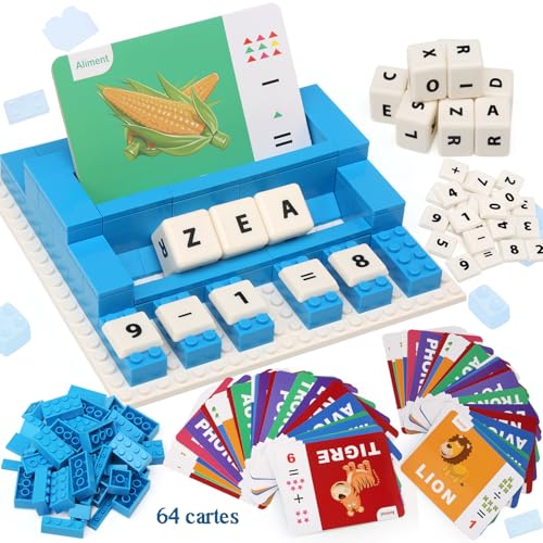 Afufu Französisch 64 Karte Buchstaben Alphabet Lernen&Zahlen Rechen Spiel 4 5 6 7 8 Jahre, 3in1 Montessori Kinder Spielzeug Lernspiele ab 3 Jahre, Activity Spielzeug Einschulung Geschenk Junge Mädchen von Afufu