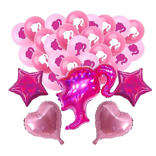 29Pcs Rosa Mädchen Luftballons Hot Pink Prinzessin Ballons Für Rosa Prinzessin Puppe Thema Party Dekorationen Ballons Für Mädchen Geburtstag Baby Dusche Prinzessin Make-up Geburtstag Dekorationen von Afuntuo