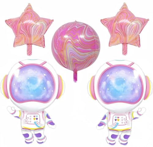 5Pcs Astronaut Balloons,Outer Space Girl Astronaut and 4D Planet Balloons for Universe Space Galaxy Planet Space Travel Theme Birthday Party Decor von Afuntuo