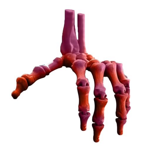 Afurl 3D-gedruckte Skeletthand – bewegliche Fingerverlängerungen, Hexenfingerverlängerungen Skelettknochenzahnrad mit flexiblen Gelenken, Halloween-Skeletthandmodell von Afurl