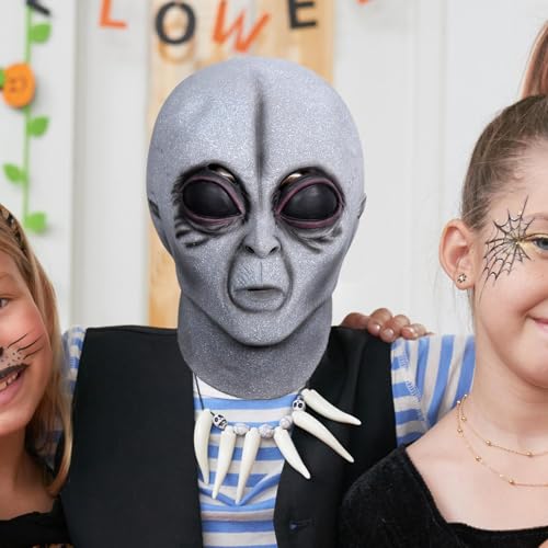 Afurl Halloween Gesichtsbedeckung,Alien Gesichtsbedeckung - Halloween Realistischer Kopf Requisite - Festival-Streich-Requisiten, Mehrzweck-Kopf-Requisiten für Rollenspiele, Cosplay, Bühnenshow von Afurl