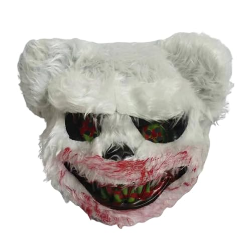 Afurl Halloween-Gesichtsbedeckung mit gruseligem Bär, Gesichtsbedeckung mit blutigem Mund und Häschen, gruselige Masken für Erwachsene und Kinder, Gesichtsbedeckung für Halloween Karneval Cosplay von Afurl