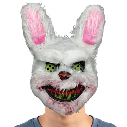 Afurl Halloween-Gesichtsbedeckung mit gruseligem Bär, Gesichtsbedeckung mit blutigem Mund und Häschen, gruselige Masken für Erwachsene und Kinder, Gesichtsbedeckung für Halloween Karneval Cosplay von Afurl