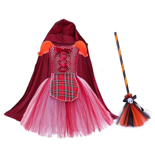 Afurl Halloween-Hexenkostüm für Mädchen, Mädchen-Hexen-Outfit,Halloween-Kostüm Hexenkleid - Halloween-Hexenkleid, niedliche Halloween-Cosplay-Outfits, kreatives Kinder-Zauberer-Hexenkleid-Set für den von Afurl