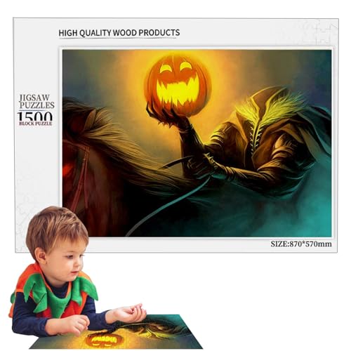 Afurl Halloween-Puzzles für Kinder,Halloween-Puzzles | Herausfordernde Holzpuzzles mit Kürbislaternenmuster - Herbstpuzzle für die Inneneinrichtung, interaktive Denkaufgabe für Kinder im Alter von von Afurl