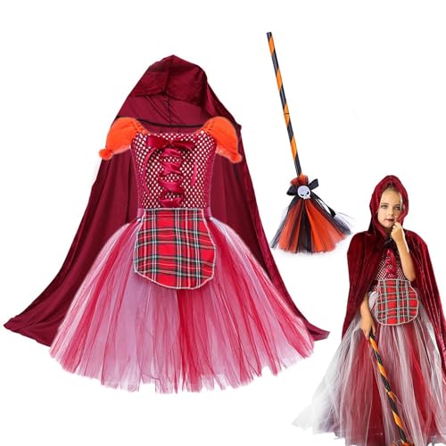 Afurl Hexen-Cosplay für Kinder, Hexenkostüm für Kinder - Halloween-Kostüm Hexenkleid | Halloween-Hexenkleid, niedliche Halloween-Cosplay-Outfits, kreatives Kinder-Zauberer-Hexenkleid-Set für den von Afurl