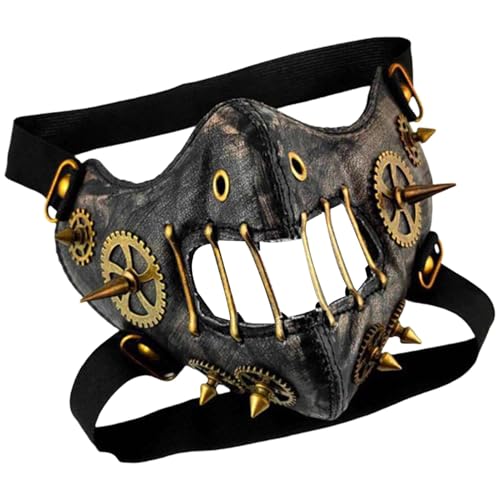 Afurl PU-Leder-Gesichtsabdeckung, Cosplay-Gesichtsabdeckung für Männer | Atmungsaktive Steampunk Gesichtsbedeckung Horror Halloween Gesichtsbedeckung,Bequeme Maskerade-Gesichtsbedeckung, Kostüm, von Afurl