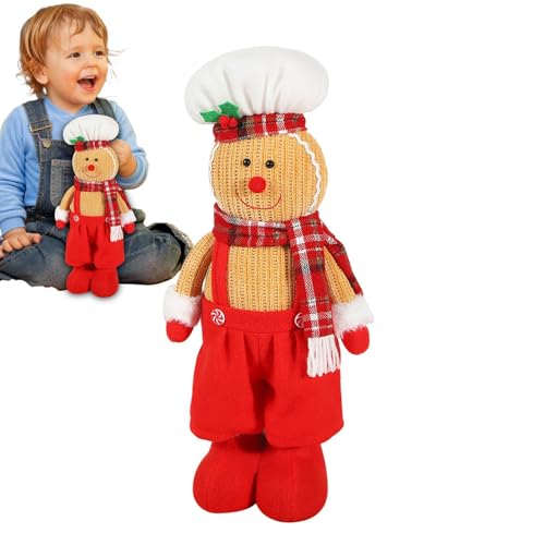 Afurl Plüsch-Weihnachts-Lebkuchenmann,Weihnachts-Lebkuchenmann-Puppe - Süße Puppen-Weihnachts-Lebkuchenmann-Figuren | Weihnachtsfeier-Baum-Requisiten für den Innen- und Außenbereich für Bücherregal, von Afurl