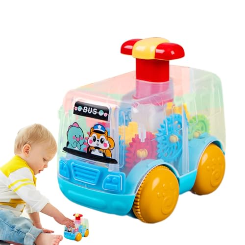 Afurl Press and Go Car, Gear Spielzeugauto - Klares, süßes Press-and-Go-Spielzeugauto - Multifunktionales interaktives Frühentwicklungszubehör, Autospielzeug für Zuhause, drinnen und draußen von Afurl