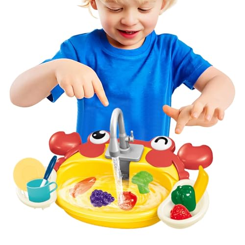 Afurl Pretend Küchenspüle,Spielküchenspüle Spielzeug | Elektrischer Geschirrspüler für Kinder, Spielzeug,Stellen Sie Sich Rollenspielspielzeug mit fließendem Wasser vor, Spielen Sie Essen und von Afurl