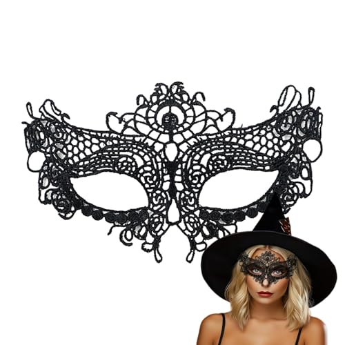 Afurl Schwarzes Maskenkostüm, Karnevalsmaske,Schwarze Spitzen-Augenmaske - Tierförmige Maskerade-Augenmaske, Mottoparty, Cosplay-Zubehör für Bühnenauftritte von Afurl