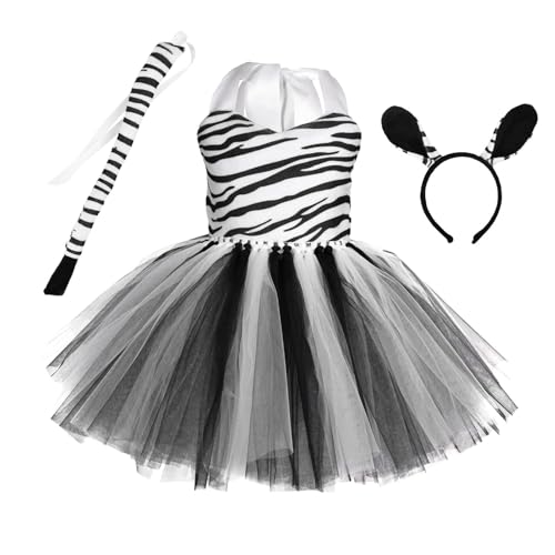 Afurl Tier-Zebra-Cosplay-Kostüm, Tierkostüm-Set | Kleinkind-Cosplay-Kostüm mit passendem Haarband - Weiches Tierkostüm für Mädchen von 1–12 Jahren von Afurl