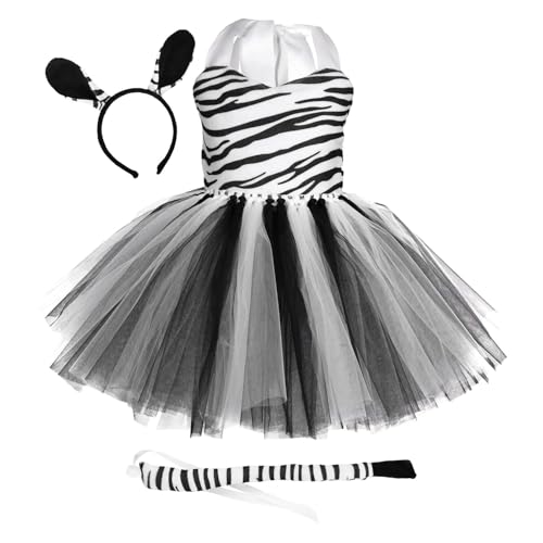 Afurl Tierkostüm für Kinder, Tierzebra-Cosplay-Kostüm - Kleinkindkostüm mit abnehmbarem Schwanz | Zebra-Print-Outfit Tierkostüm für Mädchen von Afurl