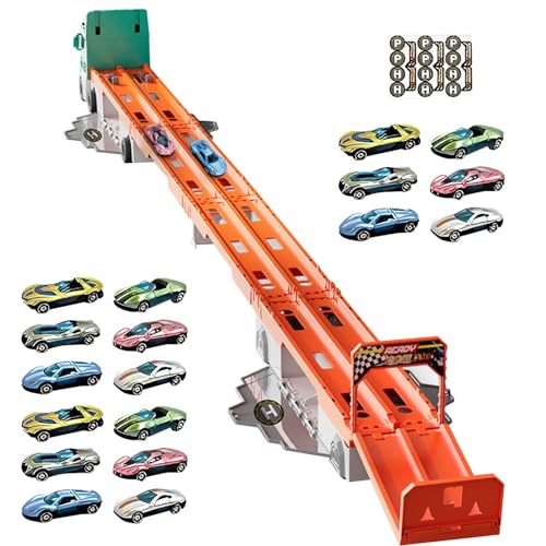 Afurl Transport-LKW-Spielzeug für Jungen,Auto-Transport-LKW-Spielzeug - Carrier Truck Rennstrecken-Set Spielzeug | Zusammenklappbares Auto-Rennstrecken-Spielset, von Afurl