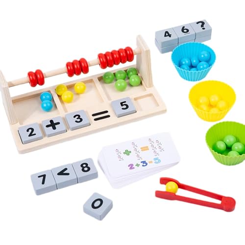 Afurl Zahlen-Abakus aus Holz, Mathe-Lernwerkzeug, Zahlen-Alphabet-Blöcke aus Holz, Farbsortier-Matching-Spiele, Mathe-Zähler-Spielzeug für Kinder von Afurl