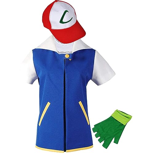 Kinder Erwachsene Hoodie Jacke Handschuhe Hut Sets für Trainer Halloween Cosplay Kostüm (Blau, Erwachsene: L) von Agaati