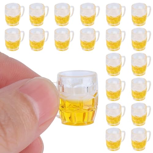 20pcs Mini Beer Cups Model, Simulation niedliche Harzpuppenhaus Bier Tasse Model Bier Tasse Modell Miniatur Alkohol Flaschen Tassen Miniaturbecher für Mini -DIY -Handwerksbehörden von Agatige