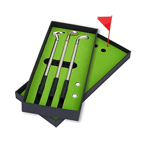 Agatige Golf-Stift-Set, Mini-Golfschläger, Kugelschreiber-Set, Schreibtisch-Briefpapier-Dekoration Mit Bällen, Flagge Für Männer Und Frauen, Geschenk von Agatige