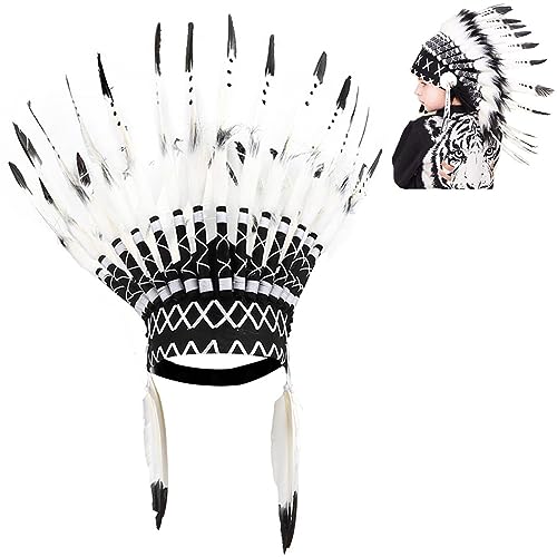 Agatige Kid Indian Feather Hat, mit Gummiband, Kopfschmuck der amerikanischen Ureinwohner, Kinder-Party-Requisiten für Kinder und Erwachsene(Schwarz) von Agatige