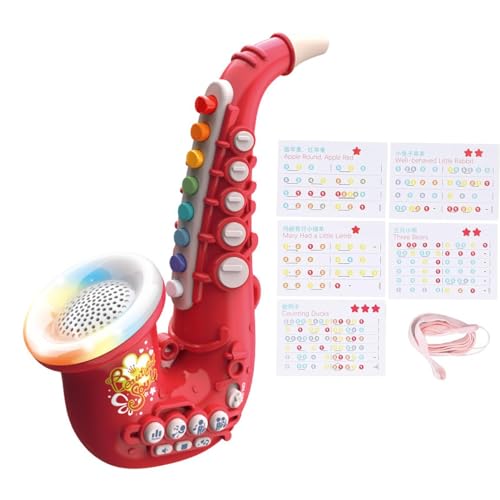 Kinder-Saxophon-Spielzeug, verstellbares Musikinstrument-Spielzeug für Jungen-Mädchen-Geburtstags-Geschenk-Party(Rot) von Agatige