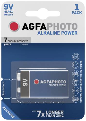 AgfaPhoto 6LR61 9V Block-Batterie Alkali-Mangan 9V 1St. von Agfaphoto