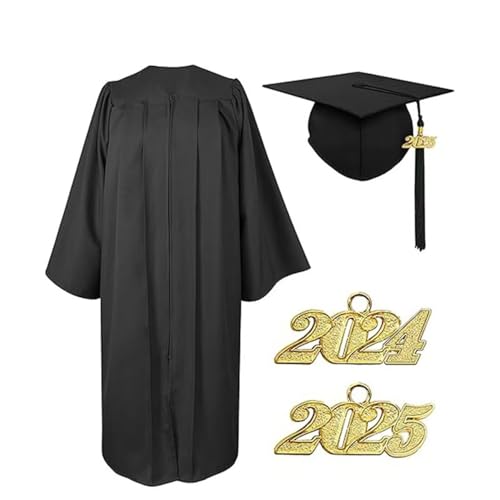 Agoky Damen Bachelor Kostüm Abschluss Talar Robe mit Doktorhut Loose Fit Tunika Kleid Graduation Uniformen Schule Hochschule Absolventen Schwarz L von Agoky