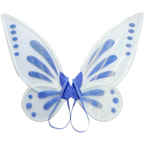 Agoky Feenflügel Prinzessin Elfenflügel Farbverlauf Schmetterlingsflügel Faltbar Prinzessinnenflügel Halloween Fairy Wings Fee Cosplay Karneval Blau One Size von Agoky