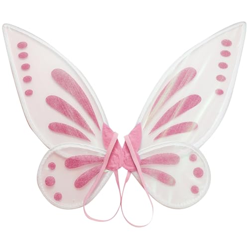 Agoky Feenflügel Prinzessin Elfenflügel Farbverlauf Schmetterlingsflügel Faltbar Prinzessinnenflügel Halloween Fairy Wings Fee Cosplay Karneval Rosa One Size von Agoky