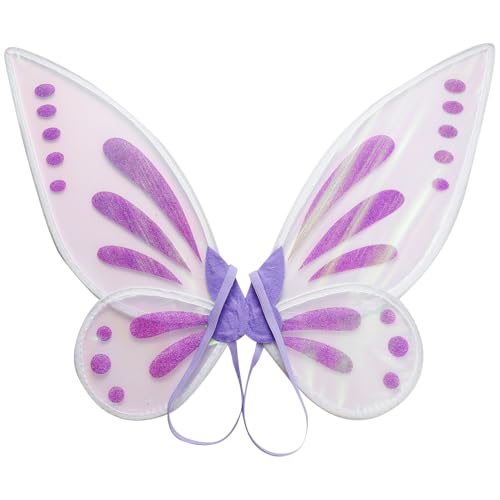 Agoky Feenflügel Prinzessin Elfenflügel Farbverlauf Schmetterlingsflügel Faltbar Prinzessinnenflügel Halloween Fairy Wings Fee Cosplay Karneval Violett One Size von Agoky