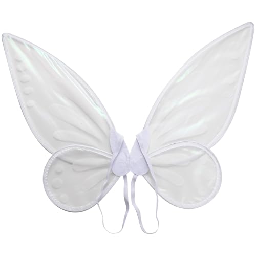 Agoky Feenflügel Prinzessin Elfenflügel Farbverlauf Schmetterlingsflügel Faltbar Prinzessinnenflügel Halloween Fairy Wings Fee Cosplay Karneval Weiß One Size von Agoky