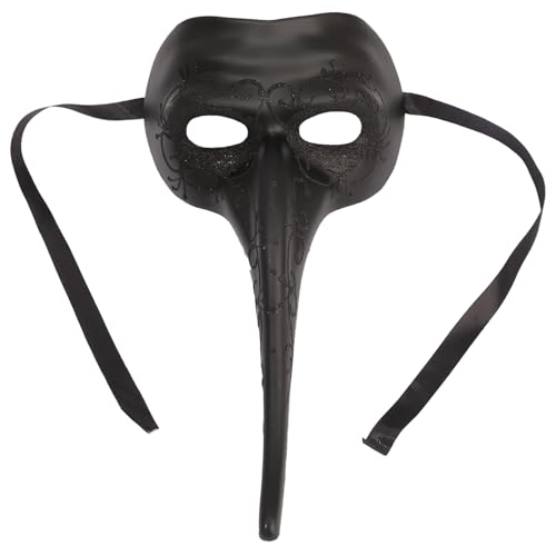 Agoky Halloween Lange Nase Maskerade Maske Erwachsene Venezianische Maske Gothic Punk Vogelmaske Schnabelmaske für Party Abschlussball Cosplay Schwarz One Size von Agoky