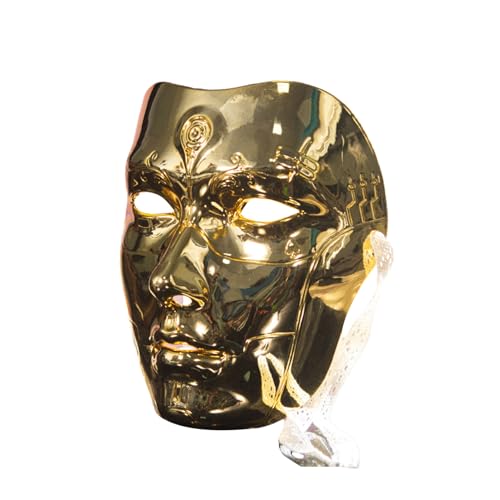 Agoky Halloween Maskerade Maske Cyber Phantom Maske Venezianische Maske Japanisch Kabuki Maske für Mottoparty Fasching Party Abschlussball Gold One Size von Agoky