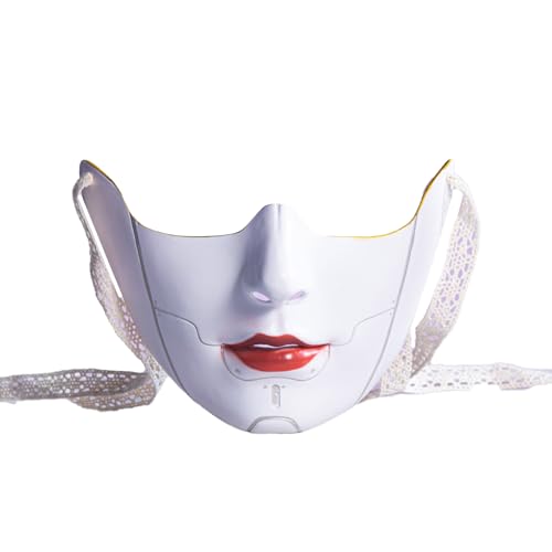 Agoky Halloween Maskerade Maske Cyber Phantom Maske Venezianische Maske Japanisch Kabuki Maske für Mottoparty Fasching Party Abschlussball Halb gefärbt One Size von Agoky