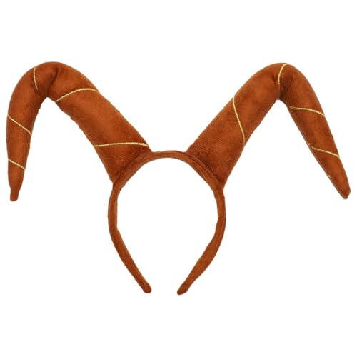 Agoky Halloween Plüsch Tier Ohren Stirnband Teufelshörner Haarreif Kopfschmuck Devil Hörner Haarband Gothic Haarschmuck Maskerade Karneval Cosplay Braun One Size von Agoky