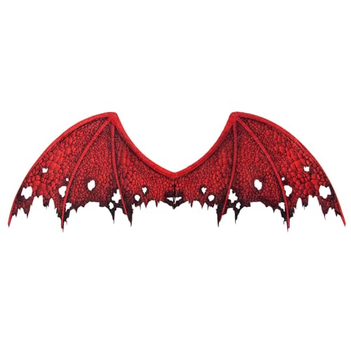 Agoky Halloween Teufel Böse Cosplay Kostüm Teufel Flügel Devil Horn Halbgesicht Maske Cosplay Karneval Requisiten für Kinder Erwachsene Flügel One Size von Agoky