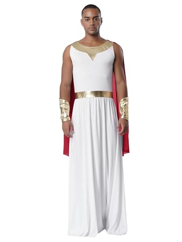 Agoky Herren Griechischer Gott Zeus Cosplay Kostüm Römer Toga Kleid mit Metallic Armbändern Gürtel Chiffon Umschlagtücher Fasching Weihnachten Outfits Burgundy 3XL Agoky Herren Griechischer Gott Zeus Cosplay Kostüm Römer Toga Kleid mit Metallic Armbändern Gürtel Chiffon Umschlagtücher Fasching Weihnachten Outfits Burgundy 3XL von Agoky