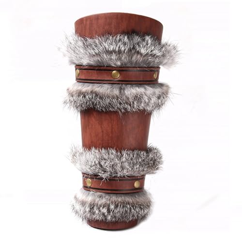 Agoky Herren Wikinger Armschienen mit Schnürung Mittelalterliche Kunstleder Armrüstung Vintage Handgelenk Armband Cosplay Fasching Braun One Size von Agoky