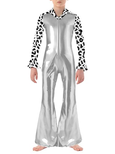 Agoky Kinder Jungen Metallic Ganzkörperanzug Langarm Jumpsuit Overall mit Retro 70er Jahre Pants Einteiler Flare Ärmel Hosenanzug Glitzer Disco Body Outfits Silber 122-128 Agoky Kinder Jungen Metallic Ganzkörperanzug Langarm Jumpsuit Overall mit Retro 70er Jahre Pants Einteiler Flare Ärmel Hosenanzug Glitzer Disco Body Outfits Silber 122-128 von Agoky