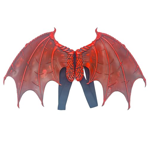Agoky Kinder Drachenflügel Halloween Dragon Wings PU-Schaum Dämon Flügel Teufel Kostüm Devil Satan Flügel Karneval Fasching Mottoparty Party Rot One Size von Agoky