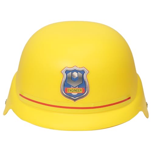 Agoky Kinder Feuerwehrhelm Kunststoff Helm Ingenieur Polizei Hut Kinderschutzhelm Junge Mädchen Spielzeug Helm Fasching Kostüm Gelb One Size von Agoky