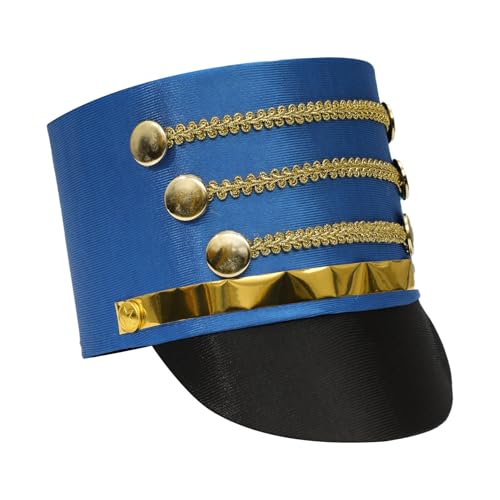 Agoky Kinder Majorettenhut Uniform Royal Guard Mütze Spielzeug Soldatenhut Vintage Nussknacker Drummer Hut Kopfabdeckung Mottoparty Navy blau One Size von Agoky