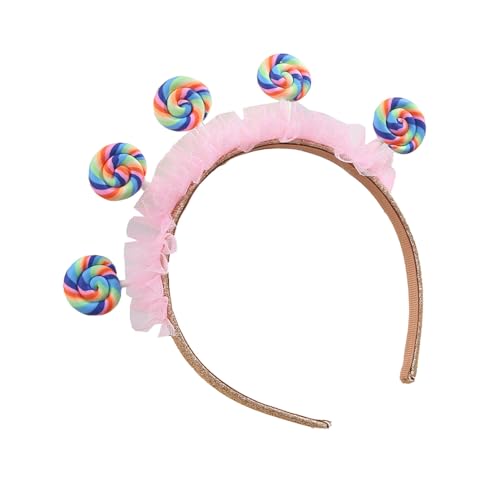 Agoky Mädchen Damen Niedlich Lollipop Stirnband mit Mesh Paillette Haarband Party Kopfschmuck Haar Accessoires Fasching Kopfbedeckung Typ A One Size von Agoky