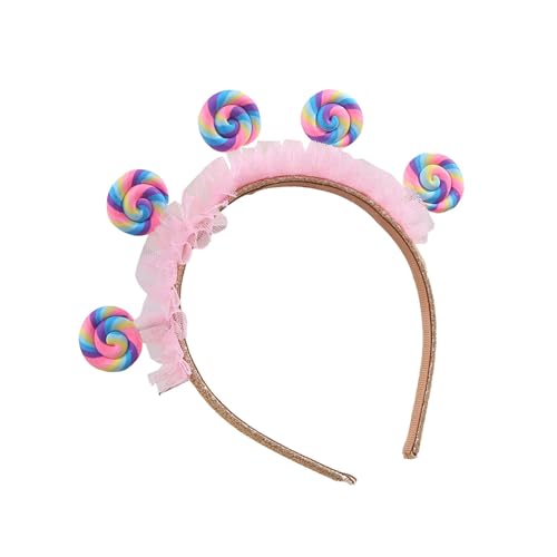 Agoky Mädchen Damen Niedlich Lollipop Stirnband mit Mesh Paillette Haarband Party Kopfschmuck Haar Accessoires Fasching Kopfbedeckung Typ B One Size von Agoky