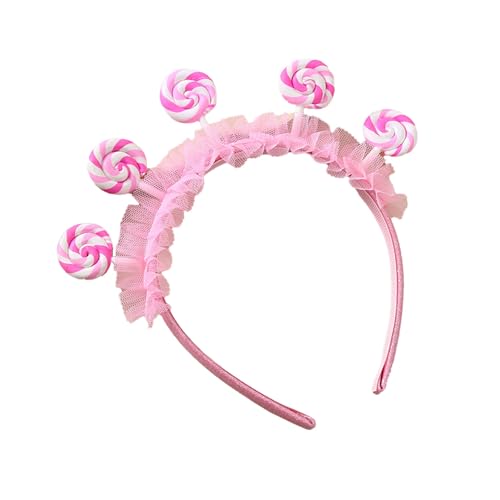 Agoky Mädchen Damen Niedlich Lollipop Stirnband mit Mesh Paillette Haarband Party Kopfschmuck Haar Accessoires Fasching Kopfbedeckung Typ F One Size von Agoky