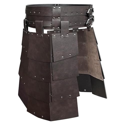 Agoky Mittelalterlich Gladiator Rock Wikinger Doppelter Taillengürtel Kunstleder Rockgürtel Römisch Krieger Oberschenkelpanzer Rock Cosplay LARP Braun One Size von Agoky