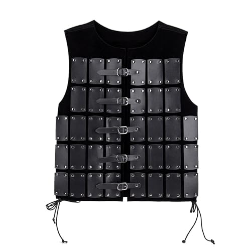 Agoky Mittelalterliche Brust Panzer mit Schnallen Vintage Kunstleder Weste Gothic Punk Brust Rüstung Brust Harness Cosplay Halloween Mottoparty Schwarz One Size von Agoky