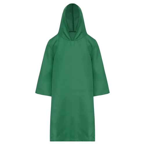 Agoky Unisex Kinder Hooded Tunika Kleid Mittelalterlicher Ritter Robe Mädchen Jungen Vampir Zauberer Cosplay Outfits Dunkelgrün 134-140 von Agoky