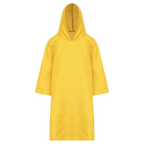 Agoky Unisex Kinder Hooded Tunika Kleid Mittelalterlicher Ritter Robe Mädchen Jungen Vampir Zauberer Cosplay Outfits Gelb 110-116 von Agoky