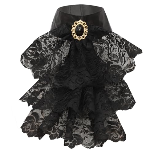 Agoky Viktorianische Spitze Rüschen Jabot Kragen Manschetten Set Abnehmbare Halskrause Gothic Punk Halskragen Cosplay Zubehör Typ D One Size von Agoky